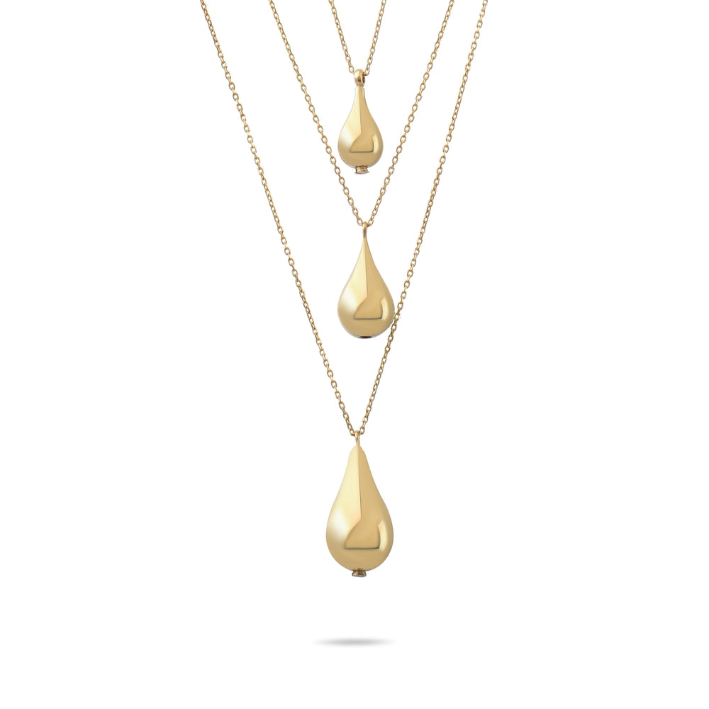 Solid Gold Cremation Urn Puffy Tear Drop Pendant | Glur Co.