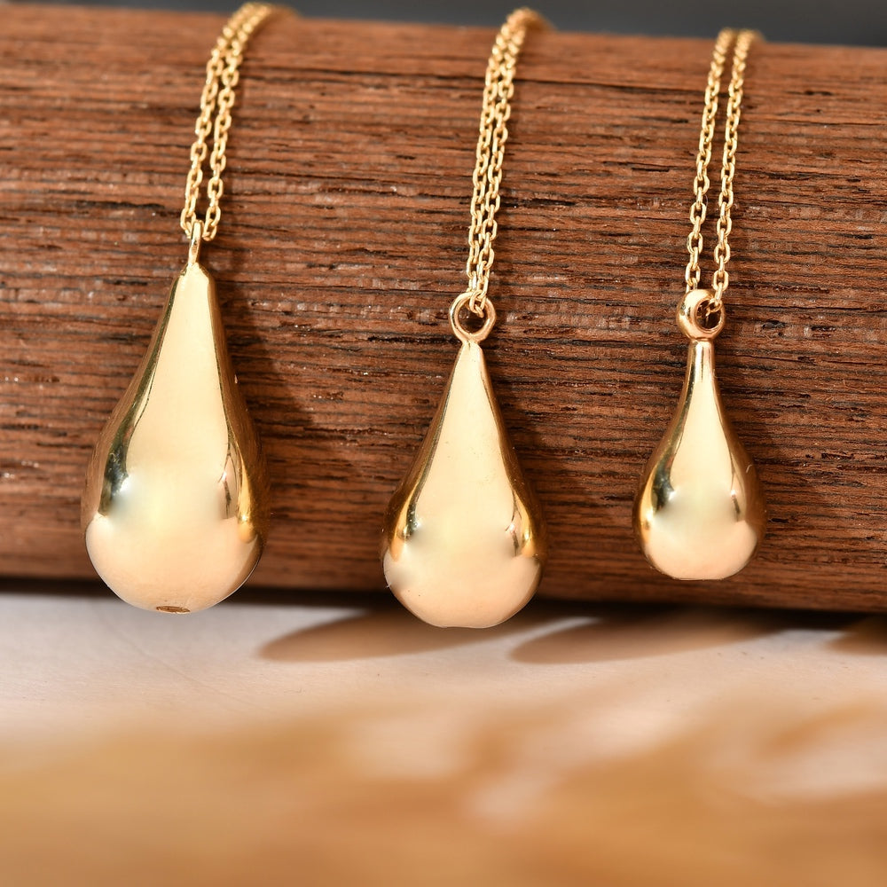 Solid Gold Cremation Urn Puffy Tear Drop Necklace | Glur Co.