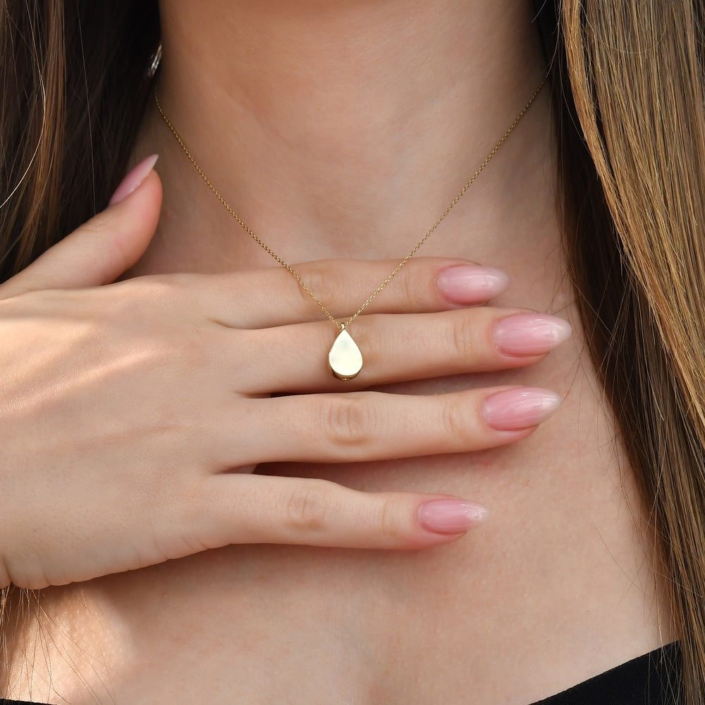 Solid Gold Cremation Urn Tear Drop Pendant | Glur Co.