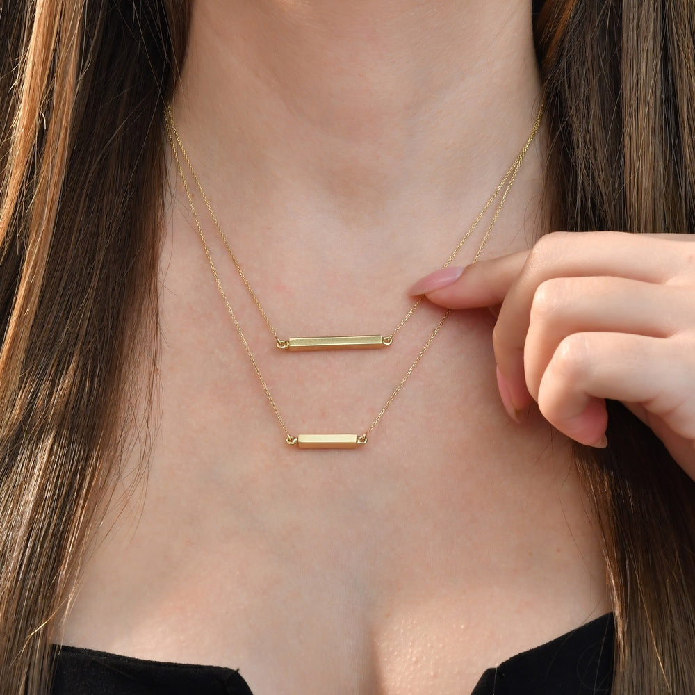 Solid Gold Cremation Urn Bar Necklace | Glur Co.