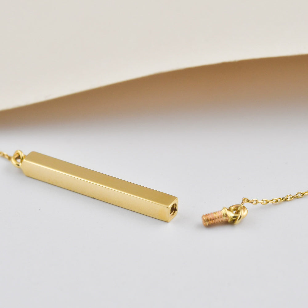 Solid Gold Cremation Urn Bar Necklace | Glur Co.