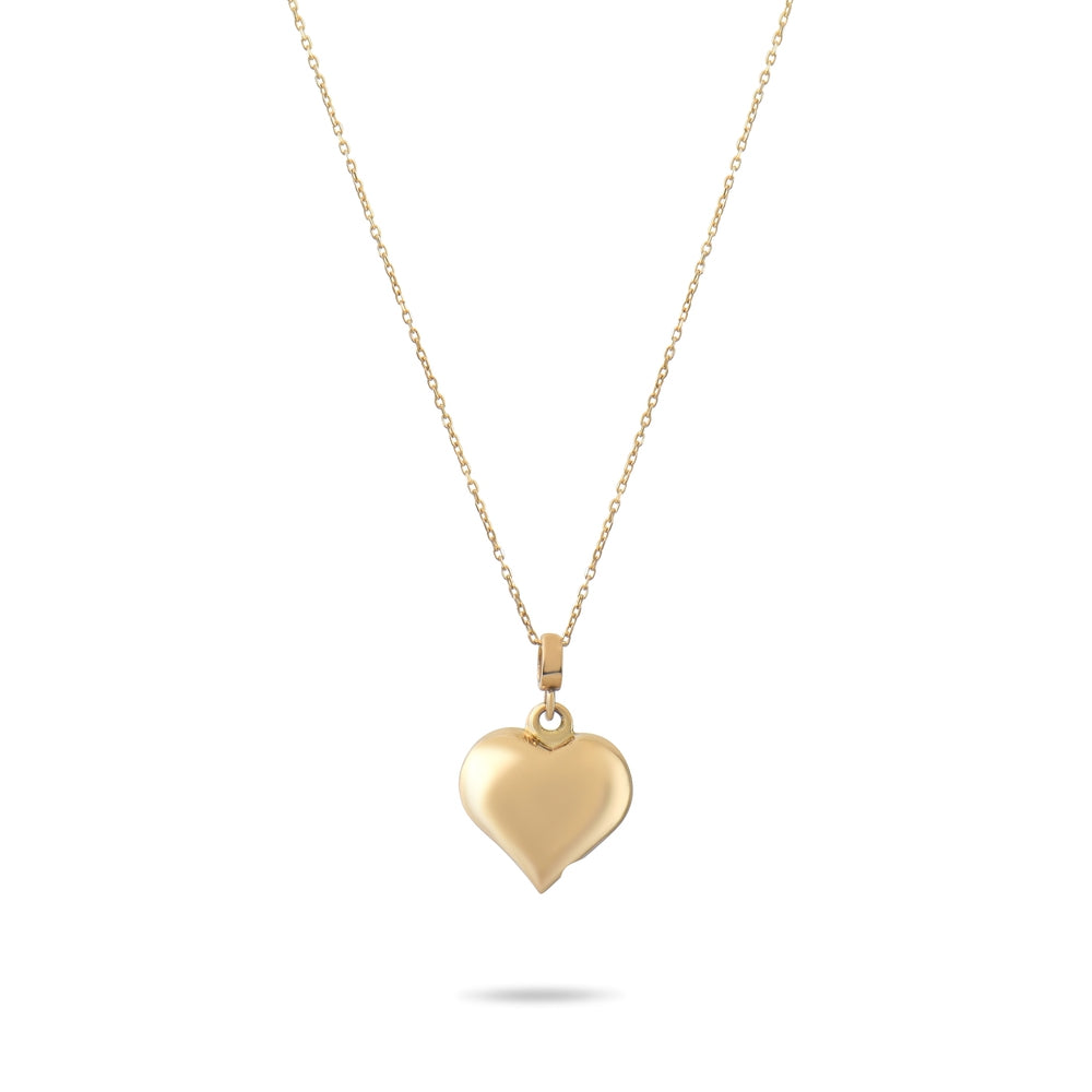 Solid Gold Cremation Urn Diamond Puffy Heart Necklace | Glur Co.