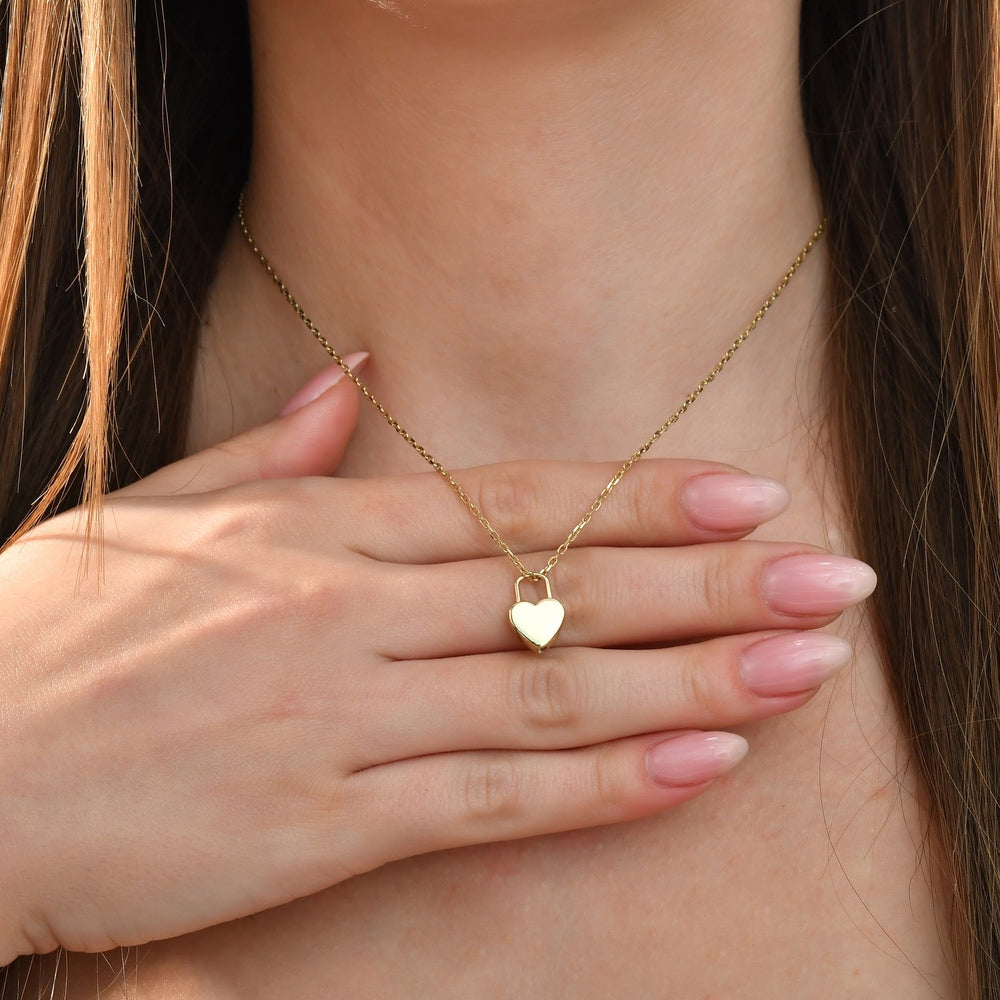 Solid Gold Cremation Urn Heart Lock Necklace | Glur Co.