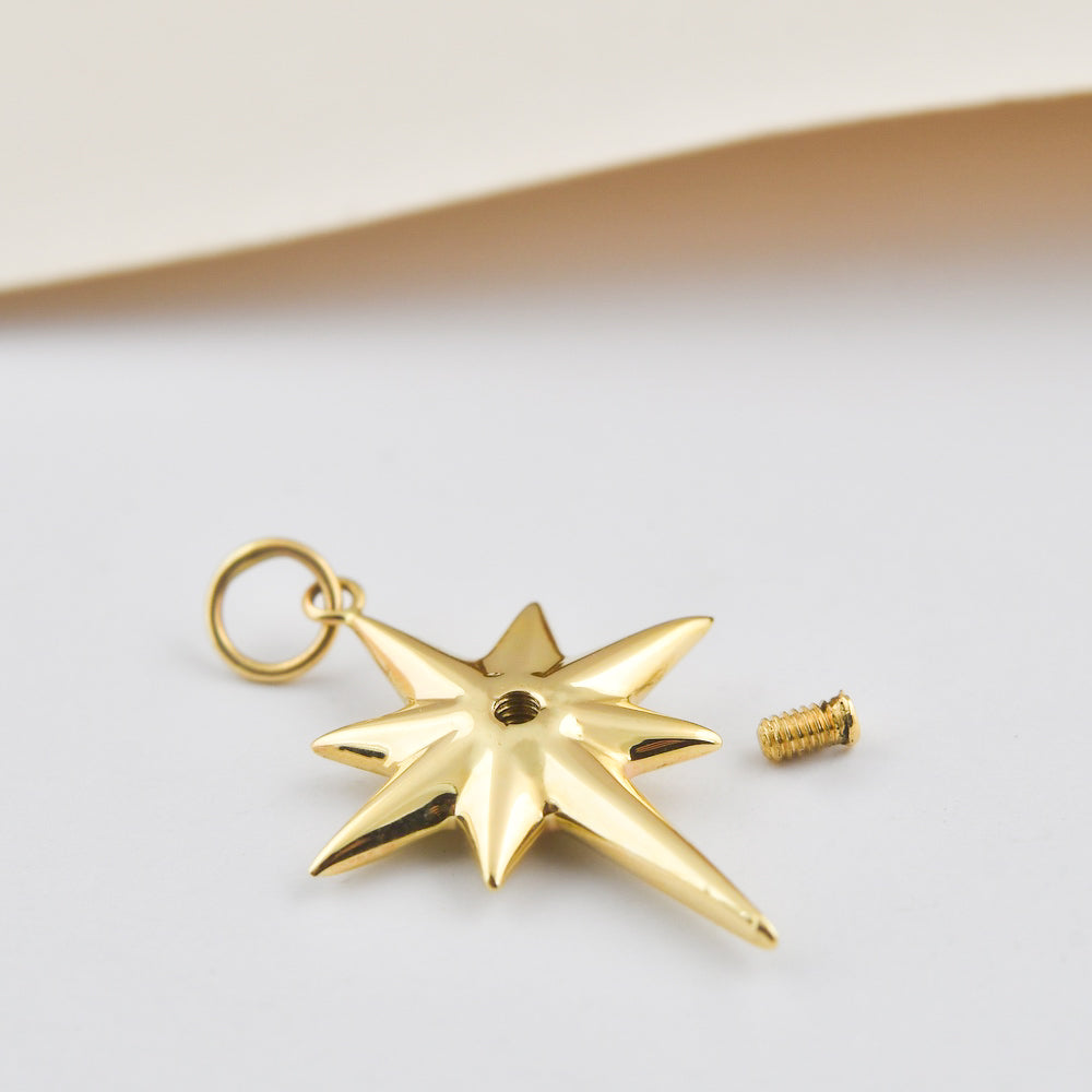 Solid Gold Cremation Urn North Star Pendant | Glur Co.