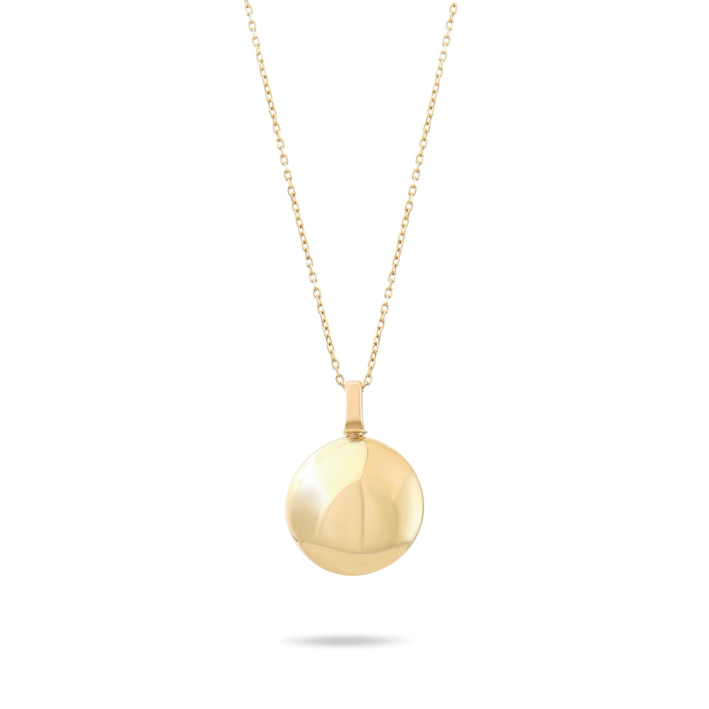 Solid Gold Cremation Urn Round Disc Necklace | Glur Co.