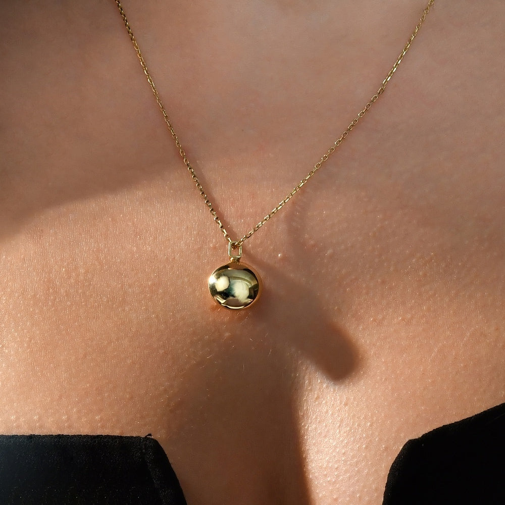 Solid Gold Cremation Urn Round Disc Necklace | Glur Co.