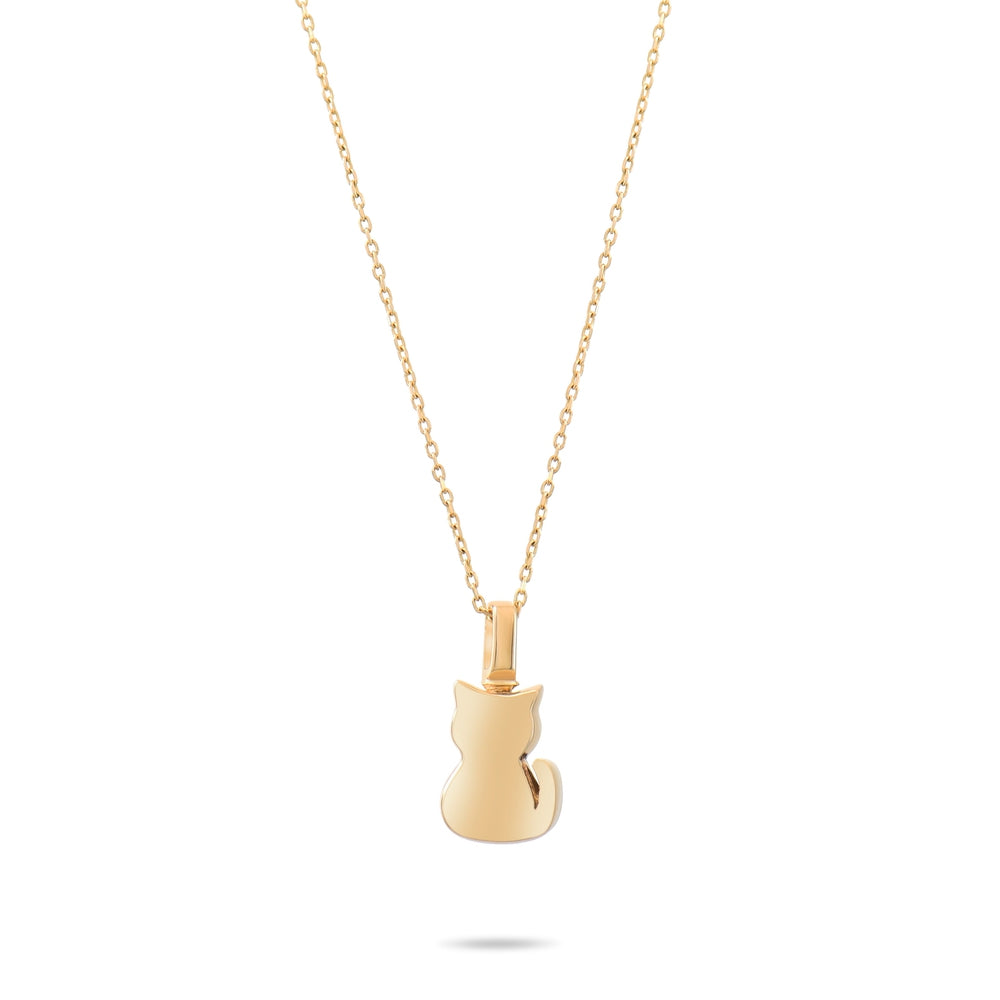 Solid Gold Cremation Urn Cat Necklace | Glur Co.