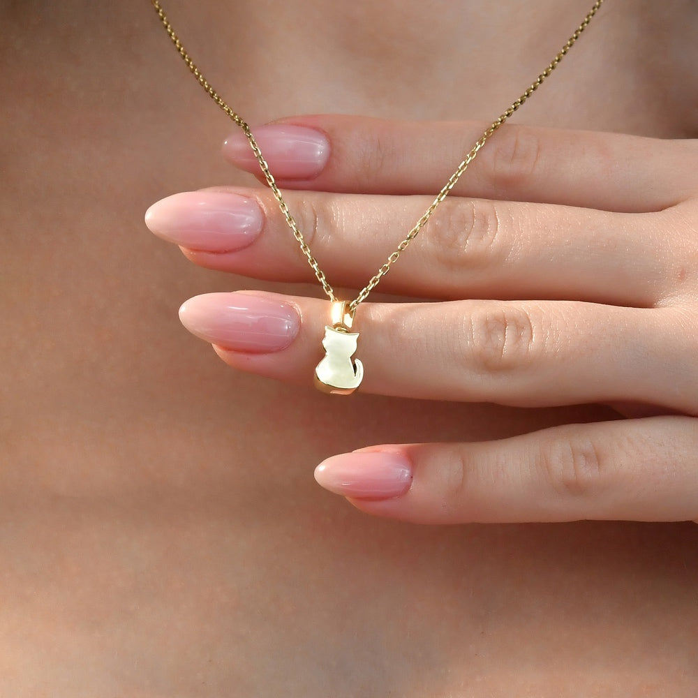 Solid Gold Cremation Urn Cat Necklace | Glur Co.