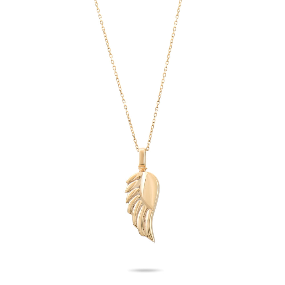 Solid Gold Cremation Urn Wing Necklace | Glur Co.