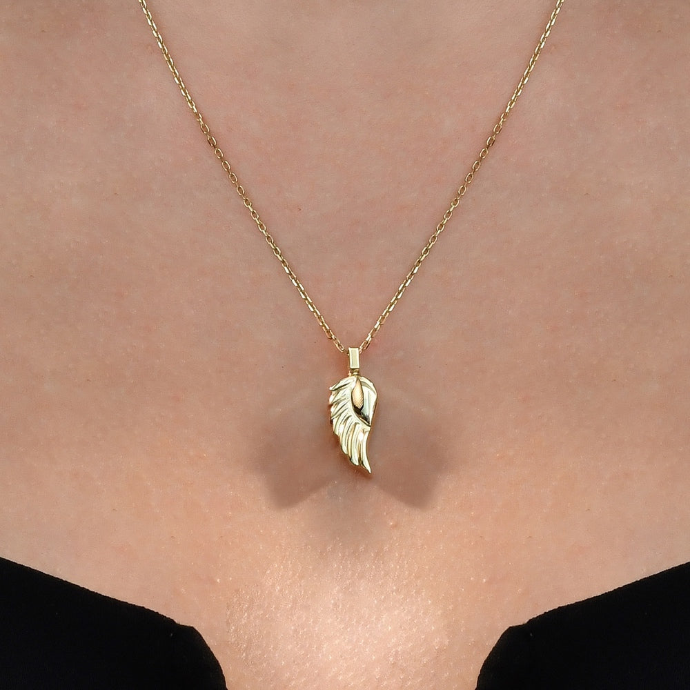 Solid Gold Cremation Urn Wing Necklace | Glur Co.