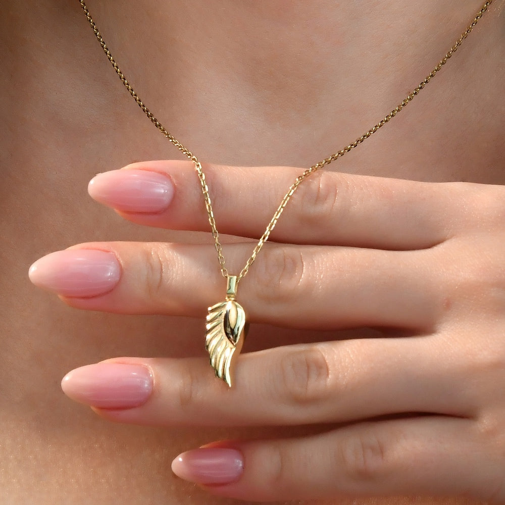 Solid Gold Cremation Urn Wing Pendant | Glur Co.