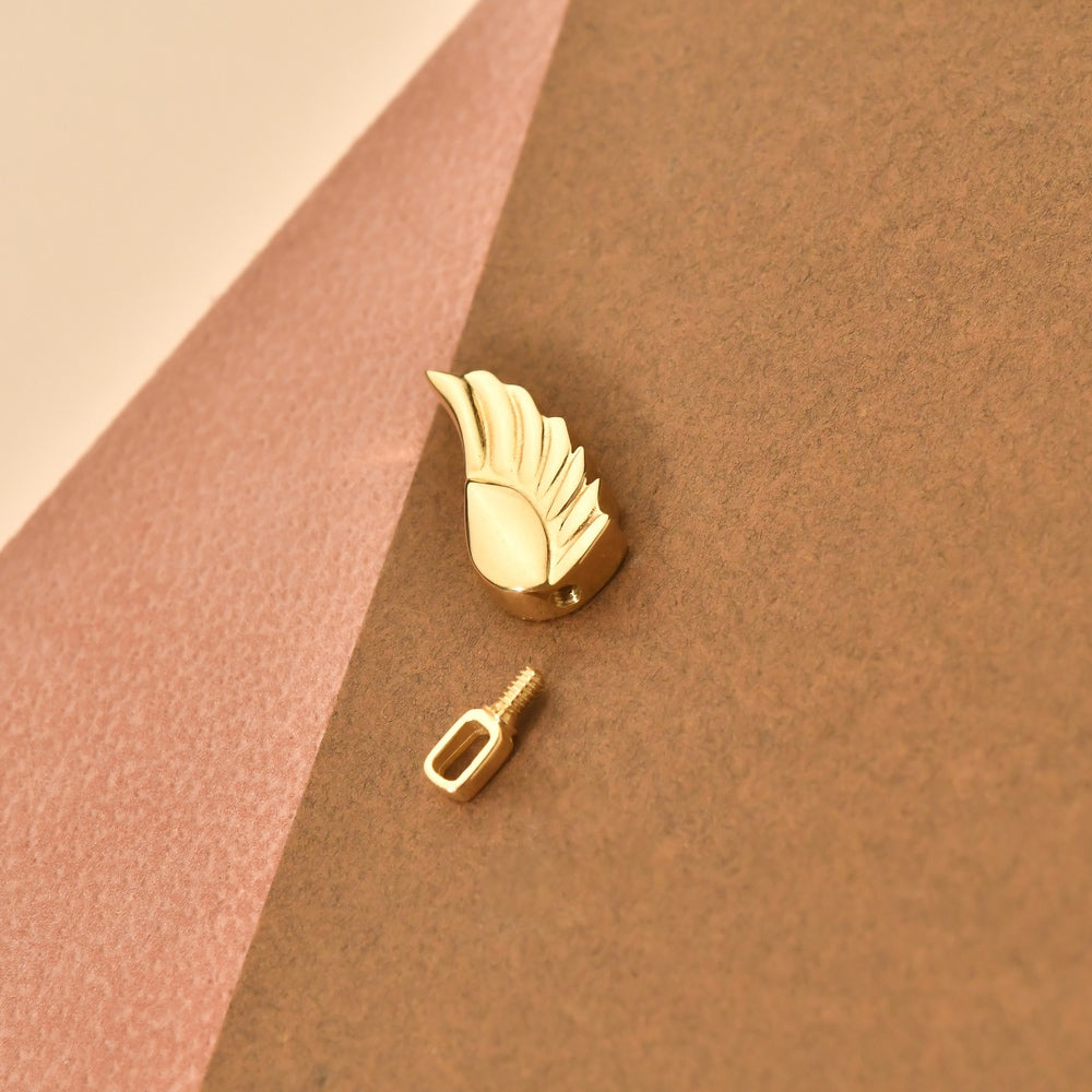 Solid Gold Cremation Urn Wing Pendant | Glur Co.