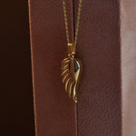 Solid Gold Cremation Urn Wing Necklace | Glur Co.