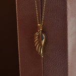 Solid Gold Cremation Urn Wing Pendant | Glur Co.