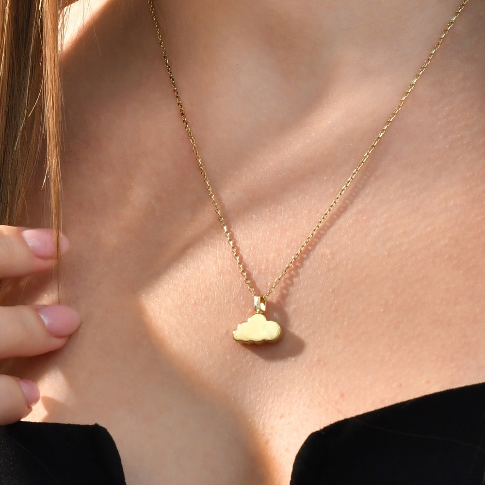 Solid Gold Cremation Urn Cloud Necklace | Glur Co.