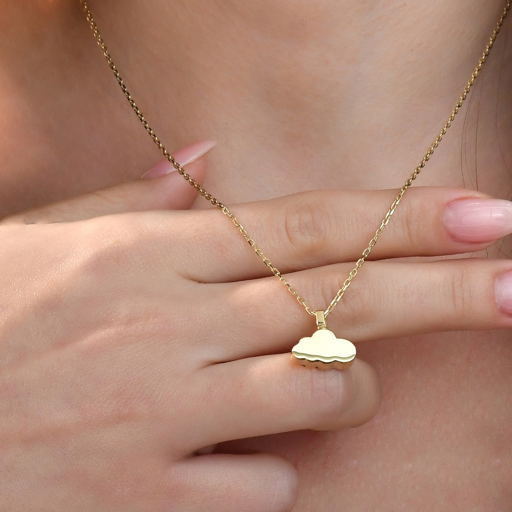 Solid Gold Cremation Urn Cloud Necklace | Glur Co.