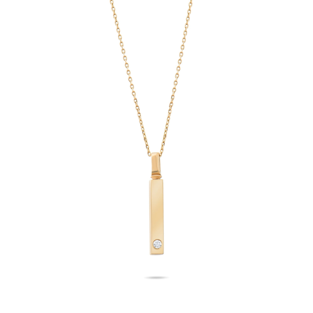 Solid Gold Cremation Urn Diamond Bar Necklace | Glur Co.