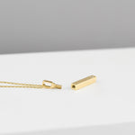 Solid Gold Cremation Urn Diamond Bar Pendant | Glur Co.