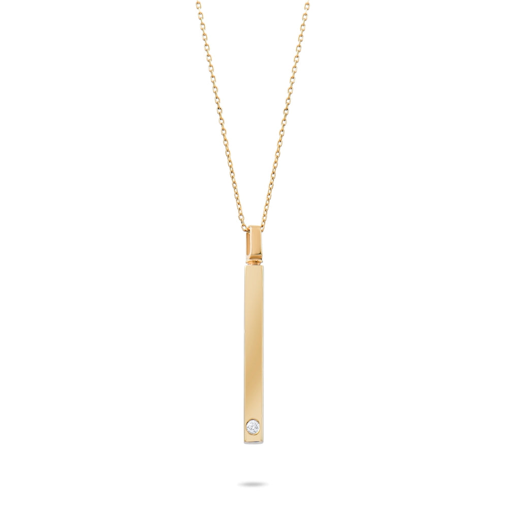 Solid Gold Cremation Urn Diamond Bar Necklace | Glur Co.