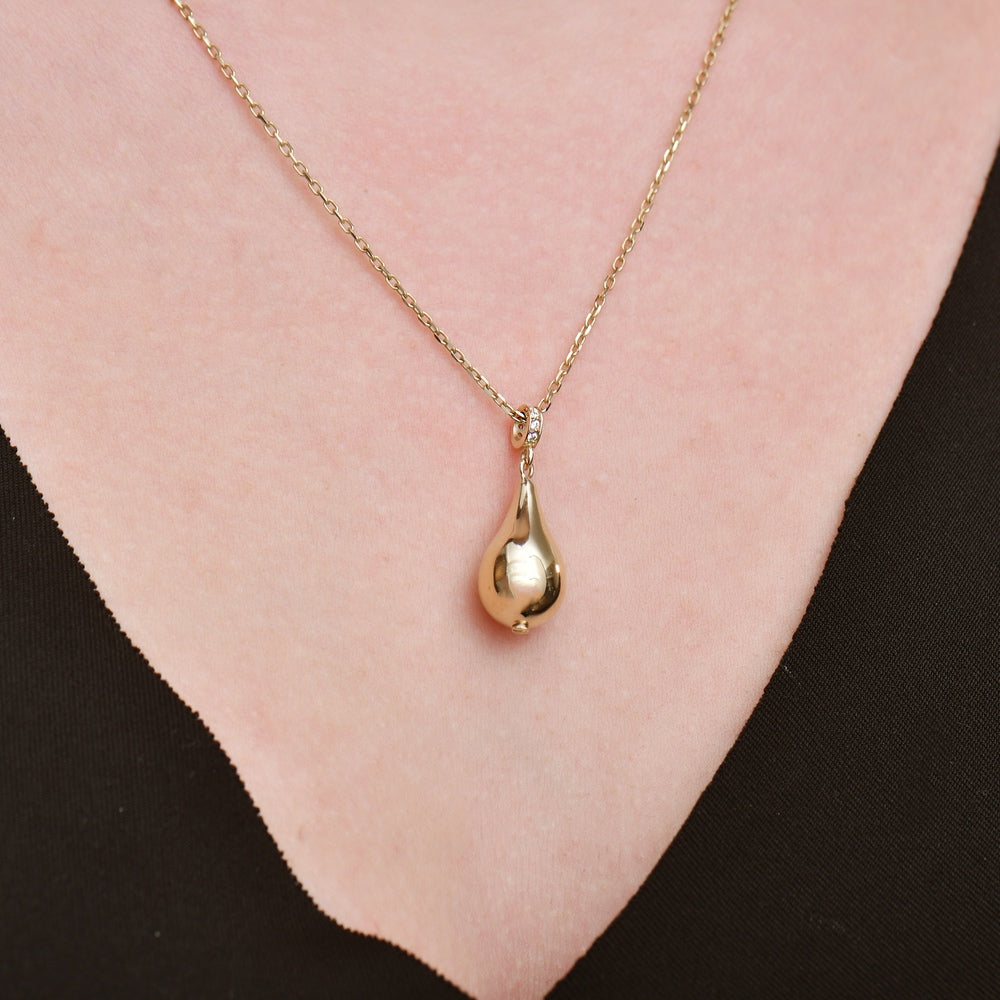 Solid Gold Cremation Urn Diamond Tear Drop Pendant | Glur Co.