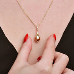 Solid Gold Cremation Urn Diamond Tear Drop Pendant | Glur Co.