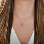 Solid Gold Cremation Urn Vertical Bar Necklace | Glur Co.