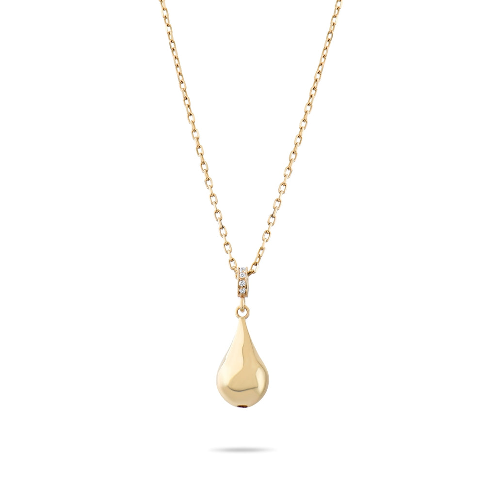 Solid Gold Cremation Urn Diamond Tear Drop Necklace | Glur Co.