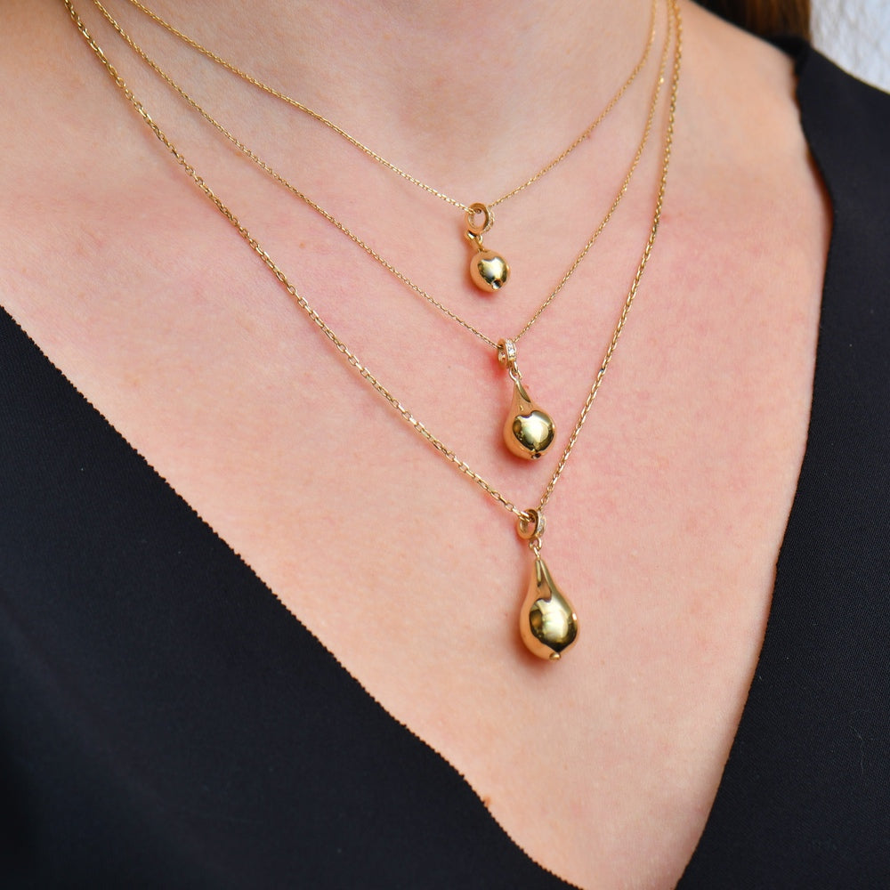 Solid Gold Cremation Urn Diamond Tear Drop Necklace | Glur Co.