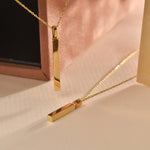 Solid Gold Cremation Urn Vertical Bar Necklace | Glur Co.