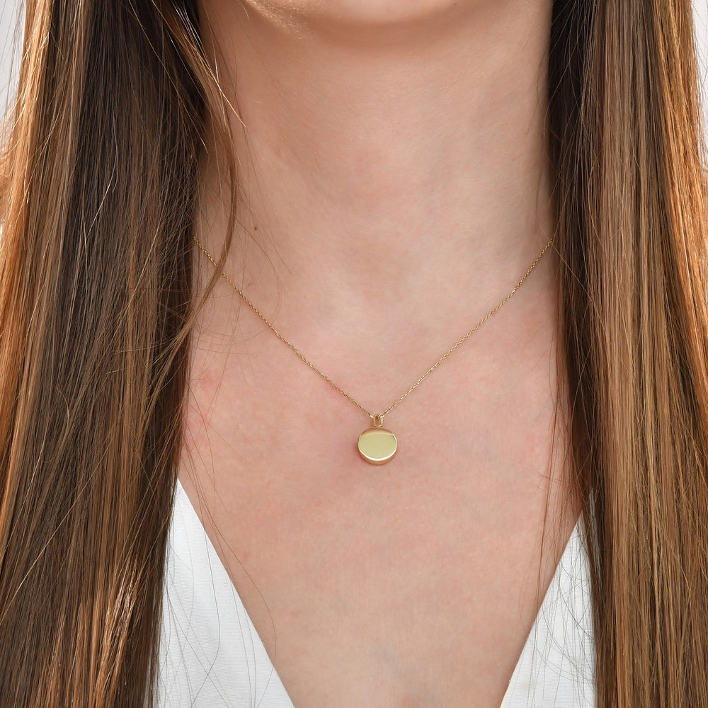 Solid Gold Cremation Urn Disc Pendant | Glur Co.