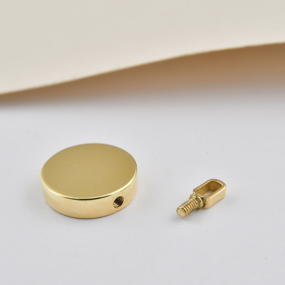 Solid Gold Cremation Urn Disc Pendant | Glur Co.