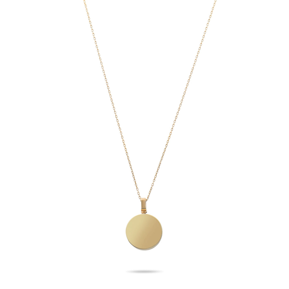 Solid Gold Cremation Urn Disc Necklace | Glur Co.