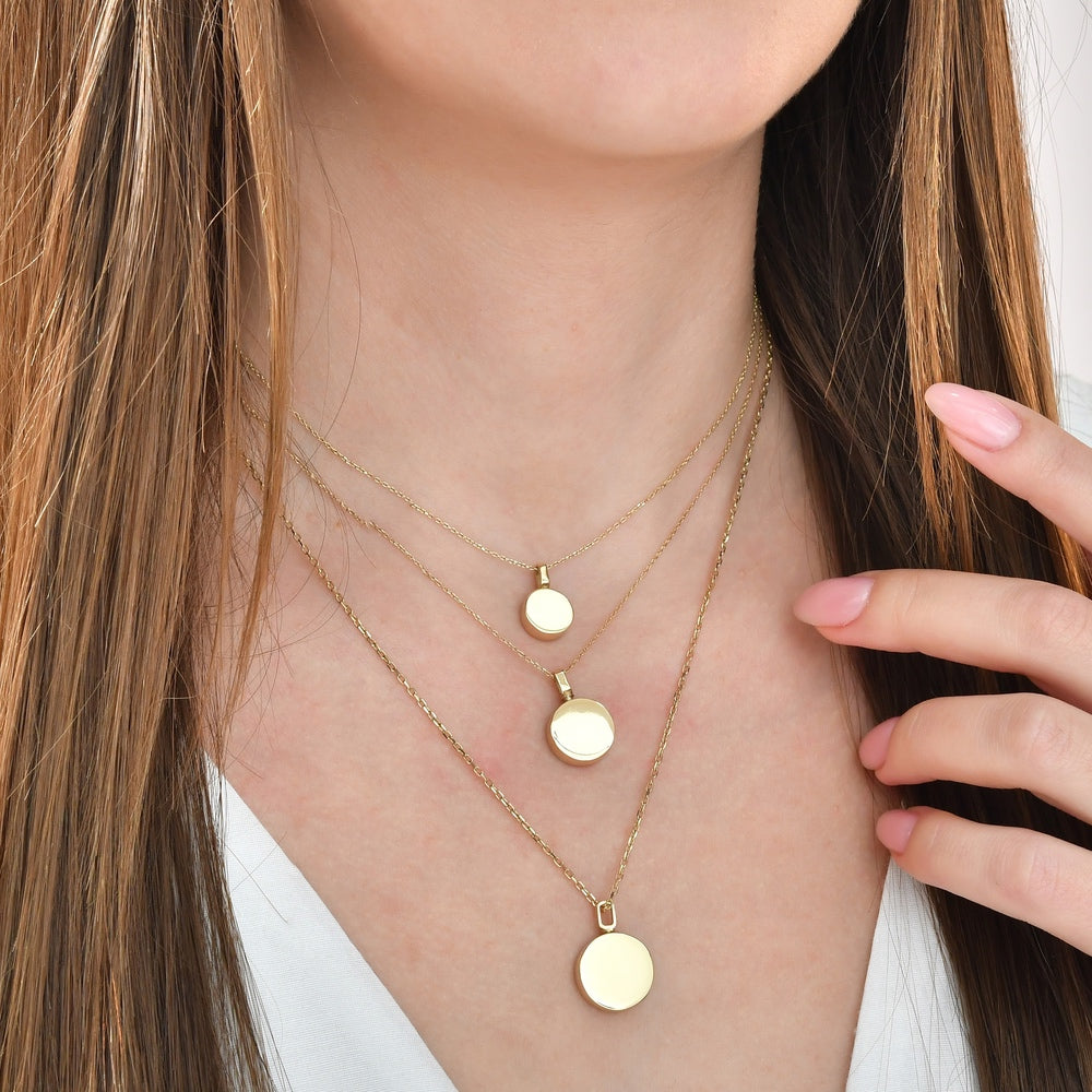 Solid Gold Cremation Urn Disc Necklace | Glur Co.