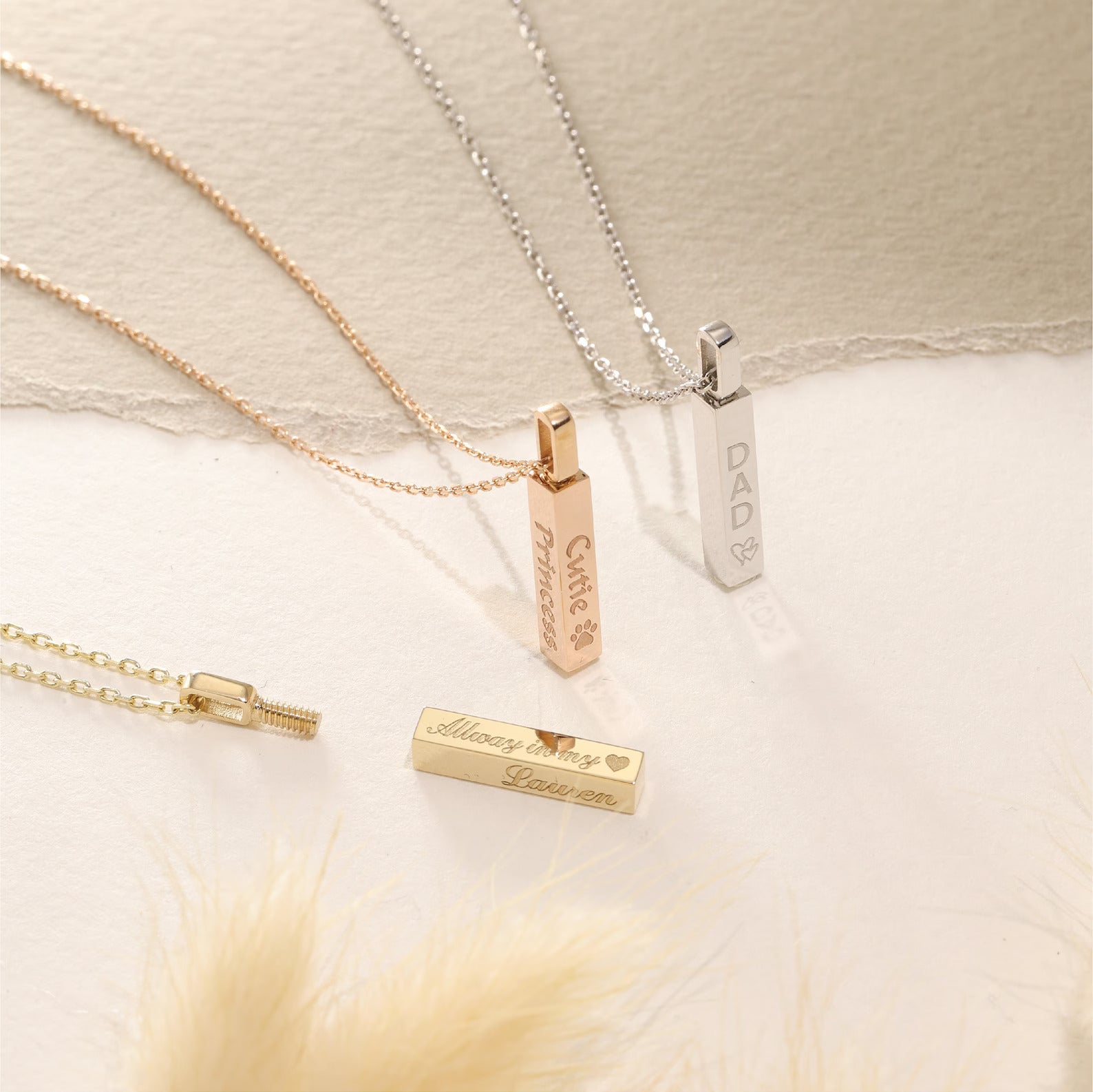 Solid Gold Cremation Urn Vertical Bar Necklace | Glur Co.