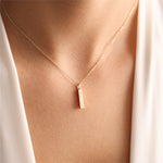 Solid Gold Cremation Urn Vertical Bar Necklace | Glur Co.