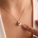 Solid Gold Cremation Urn Puffy Heart Pendant | Glur Co.