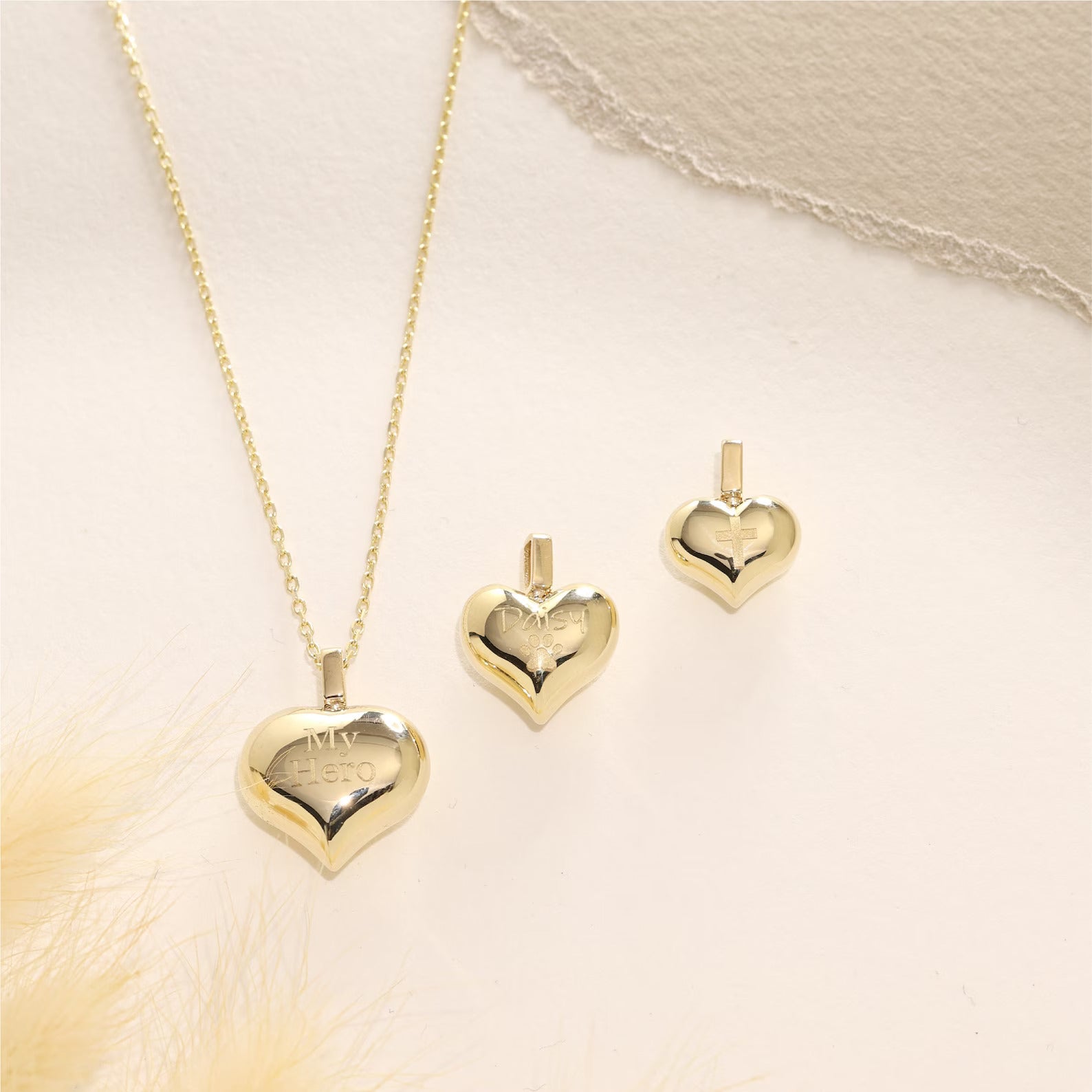 Solid Gold Cremation Urn Puffy Heart Pendant | Glur Co.