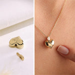 Solid Gold Cremation Urn Puffy Heart Pendant | Glur Co.